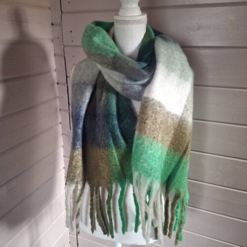 sjaal groen wit bruin