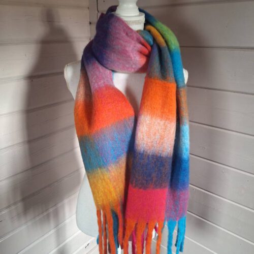 sjaal oranje blauw paars